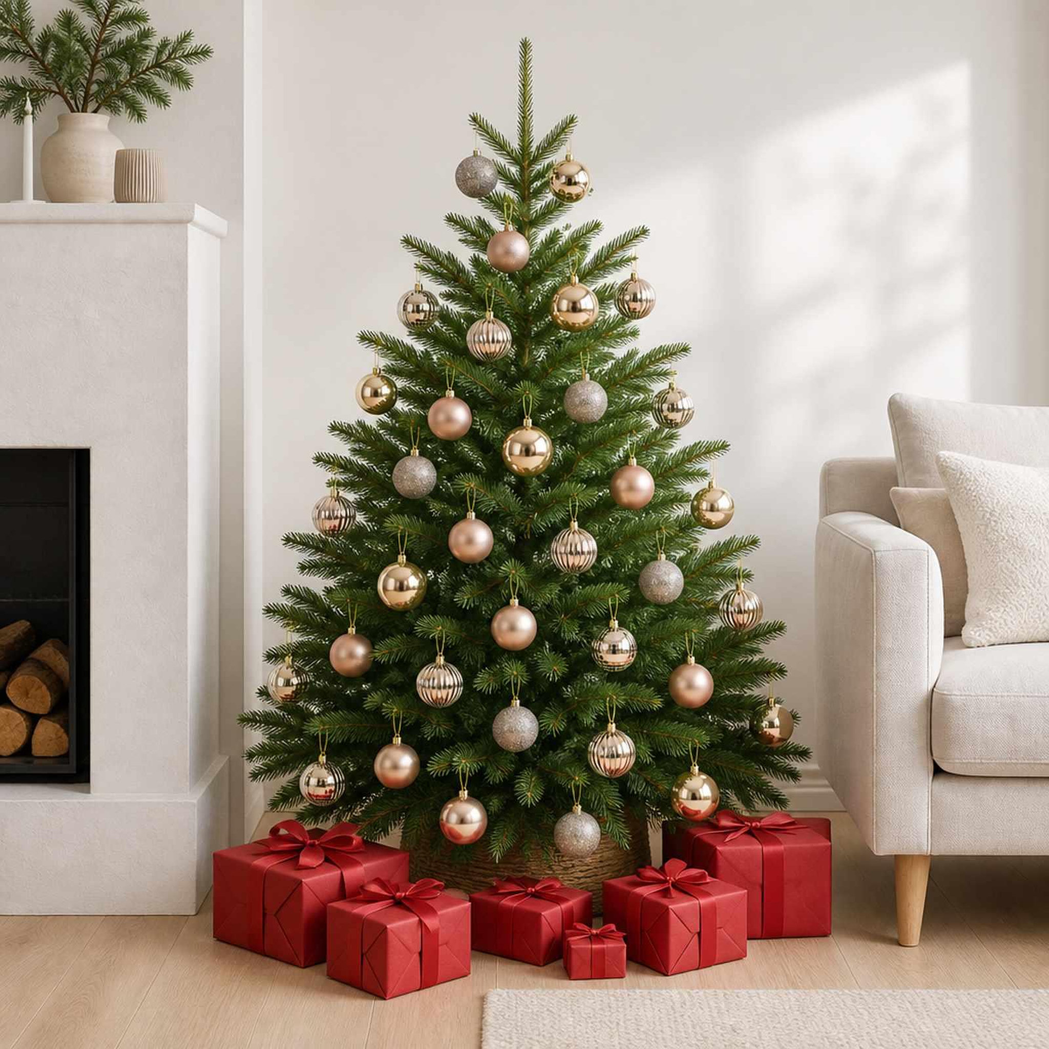 Voir la diapositive 2 : VIDAXL Ensemble de boules de Noël 75 pc Or rose 6 cm Polystyrene