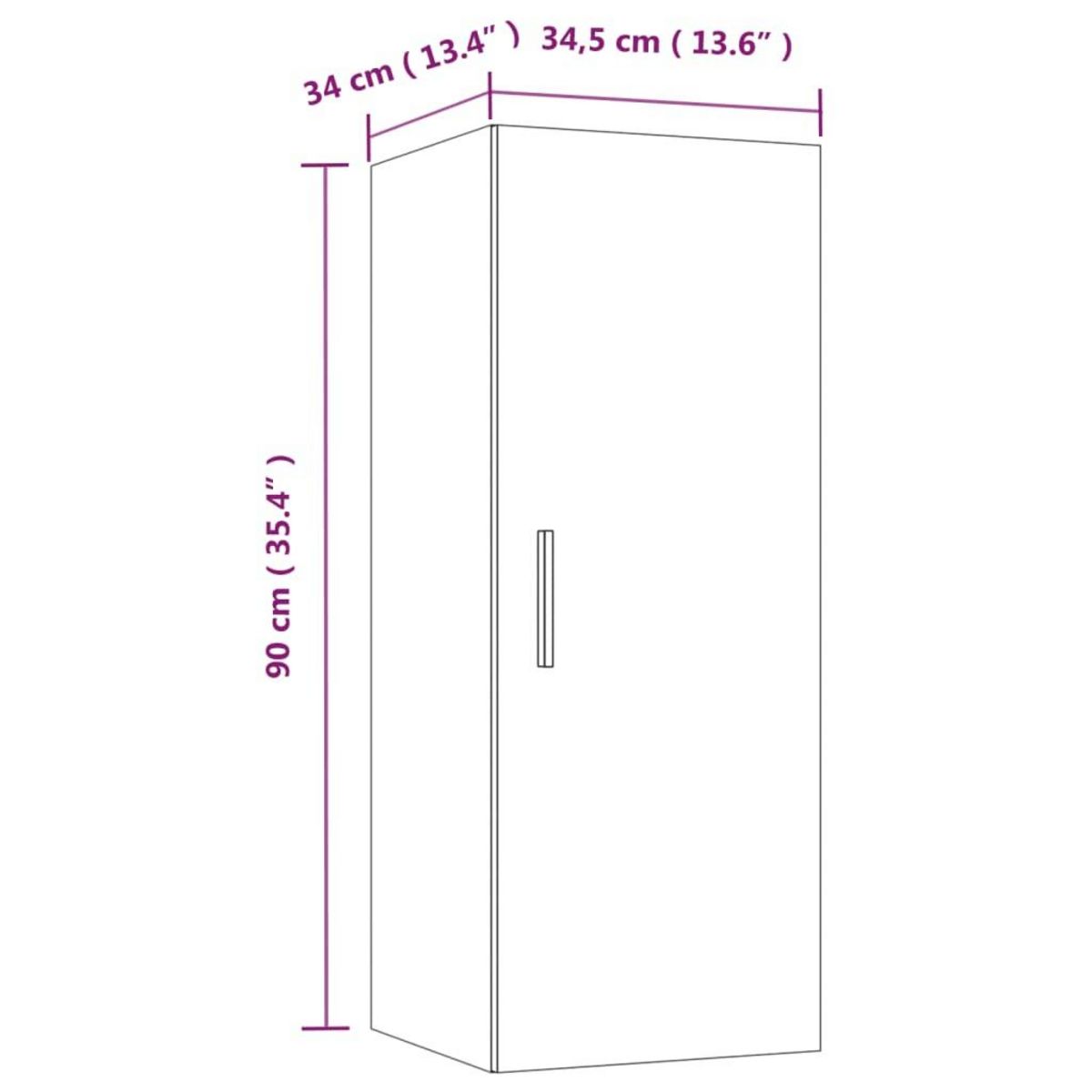 VIDAXL Armoire murale Chene fume 34,5x34x90 cm Bois d'ingenierie