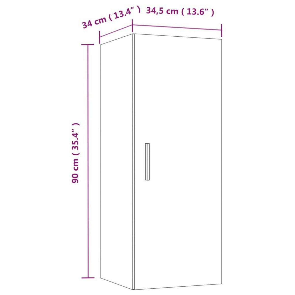 VIDAXL Armoire murale Chene fume 34,5x34x90 cm Bois d'ingenierie