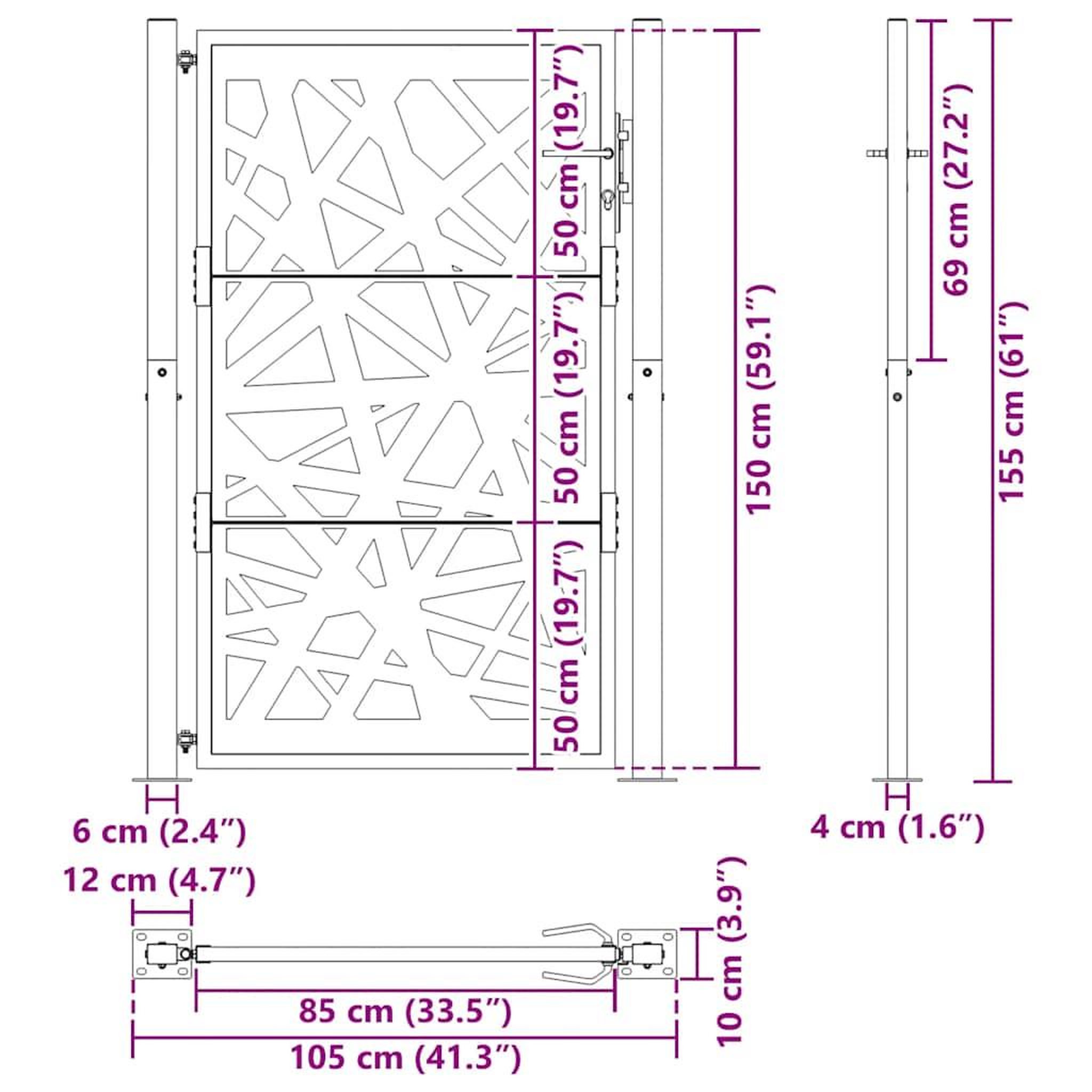 Voir la diapositive 6 : VIDAXL Porte de jardin acier resistant aux intemperies design lumiere