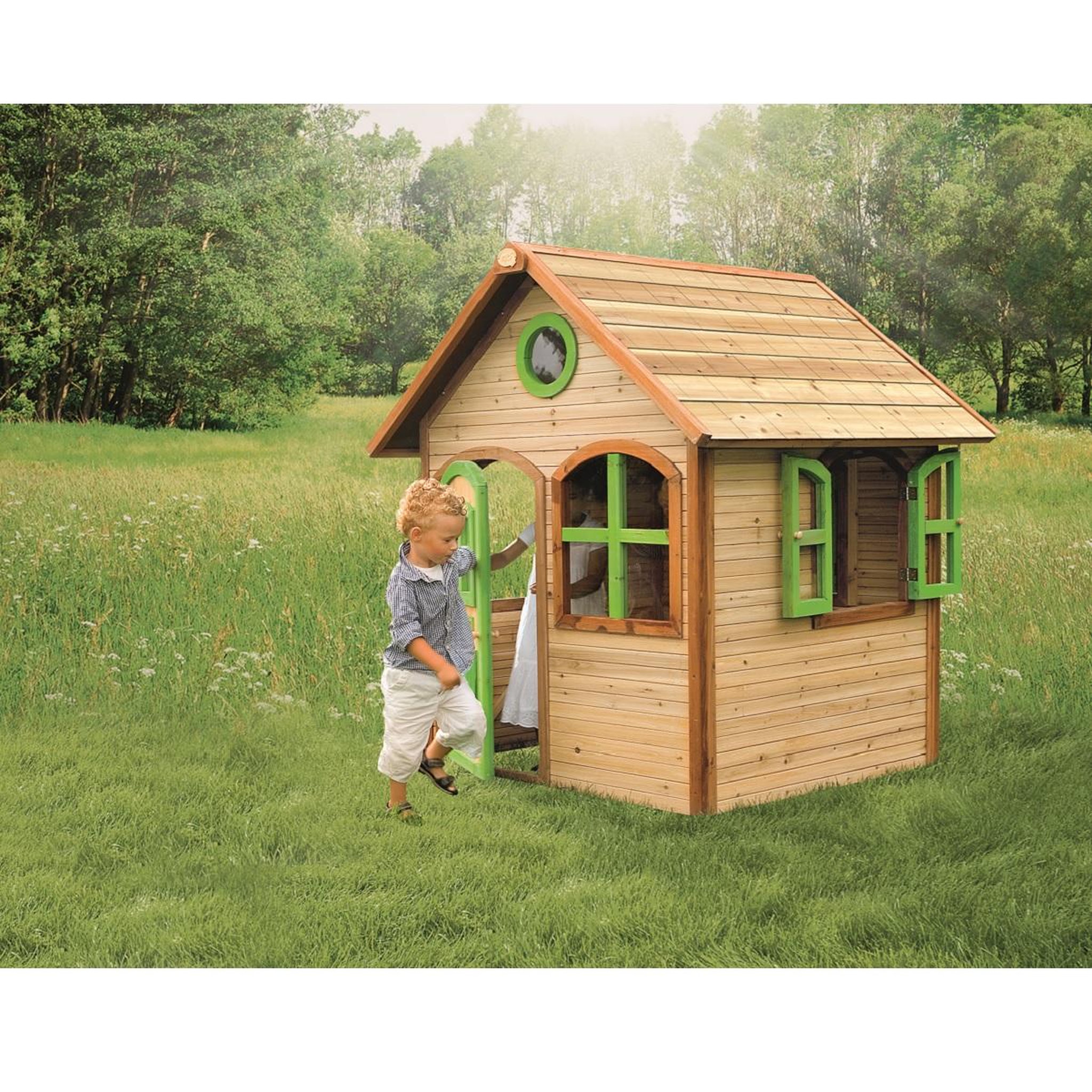 Voir la diapositive 3 : PRAGMA Cabane de jardin pour enfant - Bois - H1.74m - Julia
