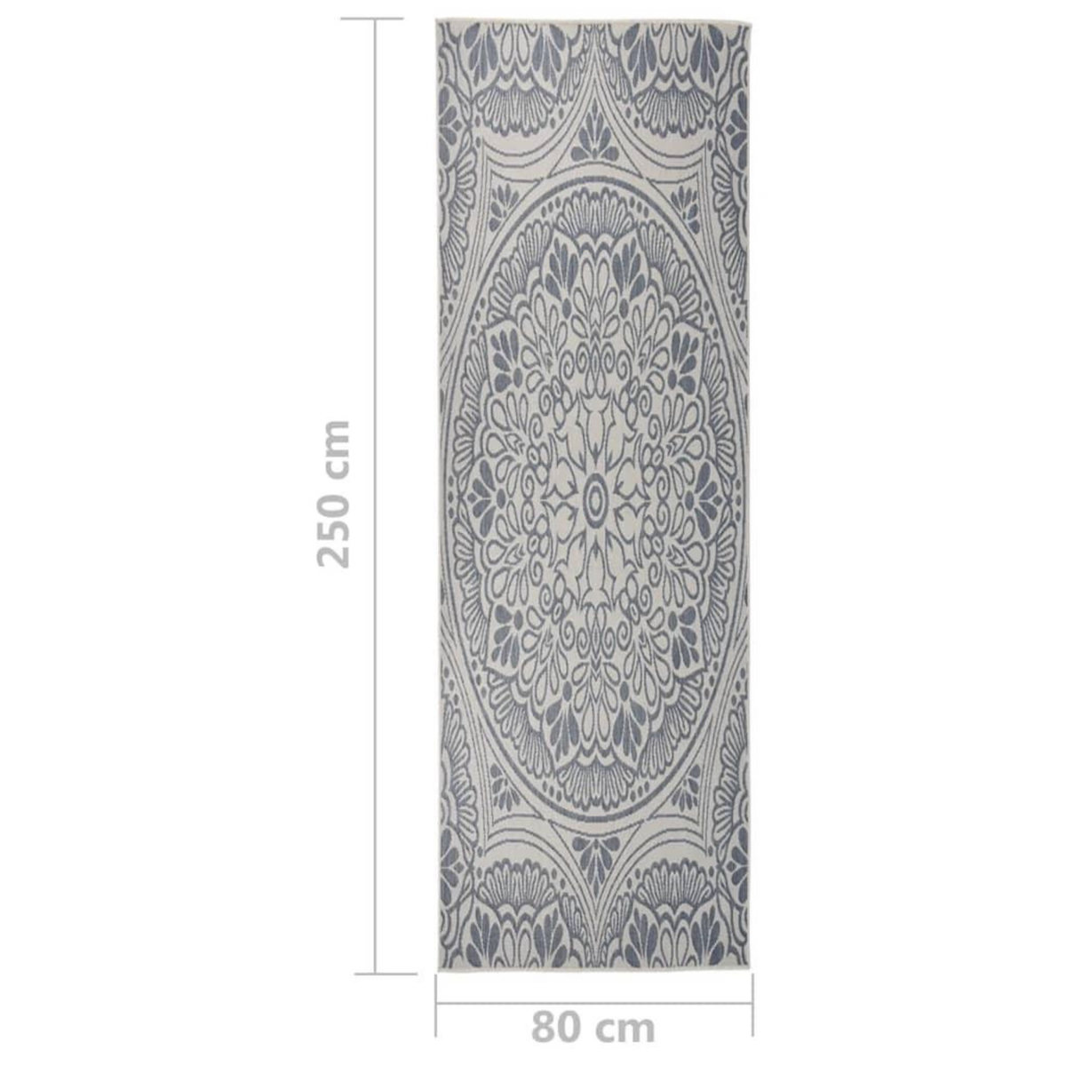 VIDAXL Tapis a tissage plat d'exterieur 80x250 cm Motif bleu
