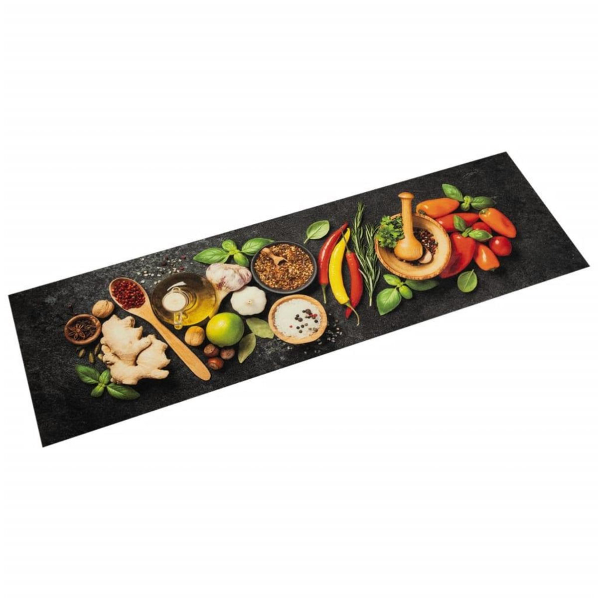 VIDAXL Tapis de cuisine lavable impression d'epices 45x150 cm velours