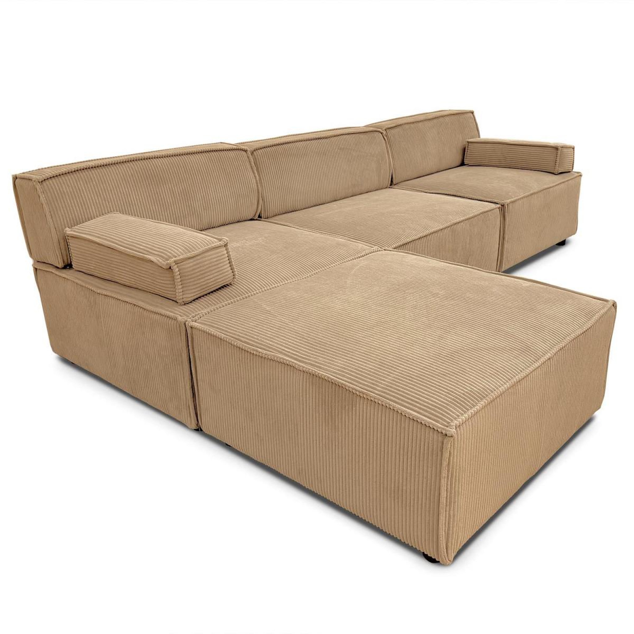 Voir la diapositive 3 : Paris Prix Canapé modulable en velours côtelé  todd  258cm beige