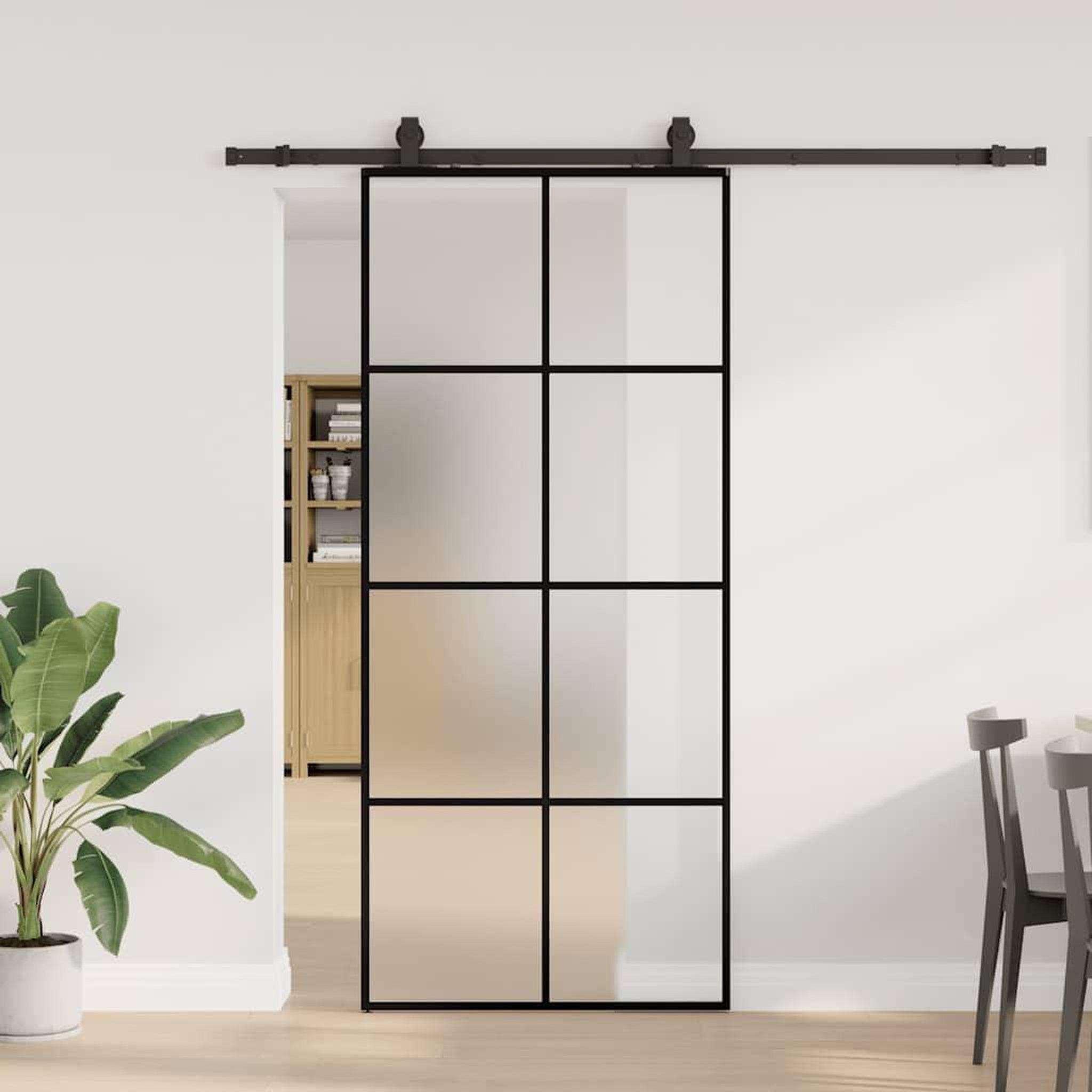 VIDAXL Porte coulissante kit de quincaillerie noir 90x205 cm verre ESG