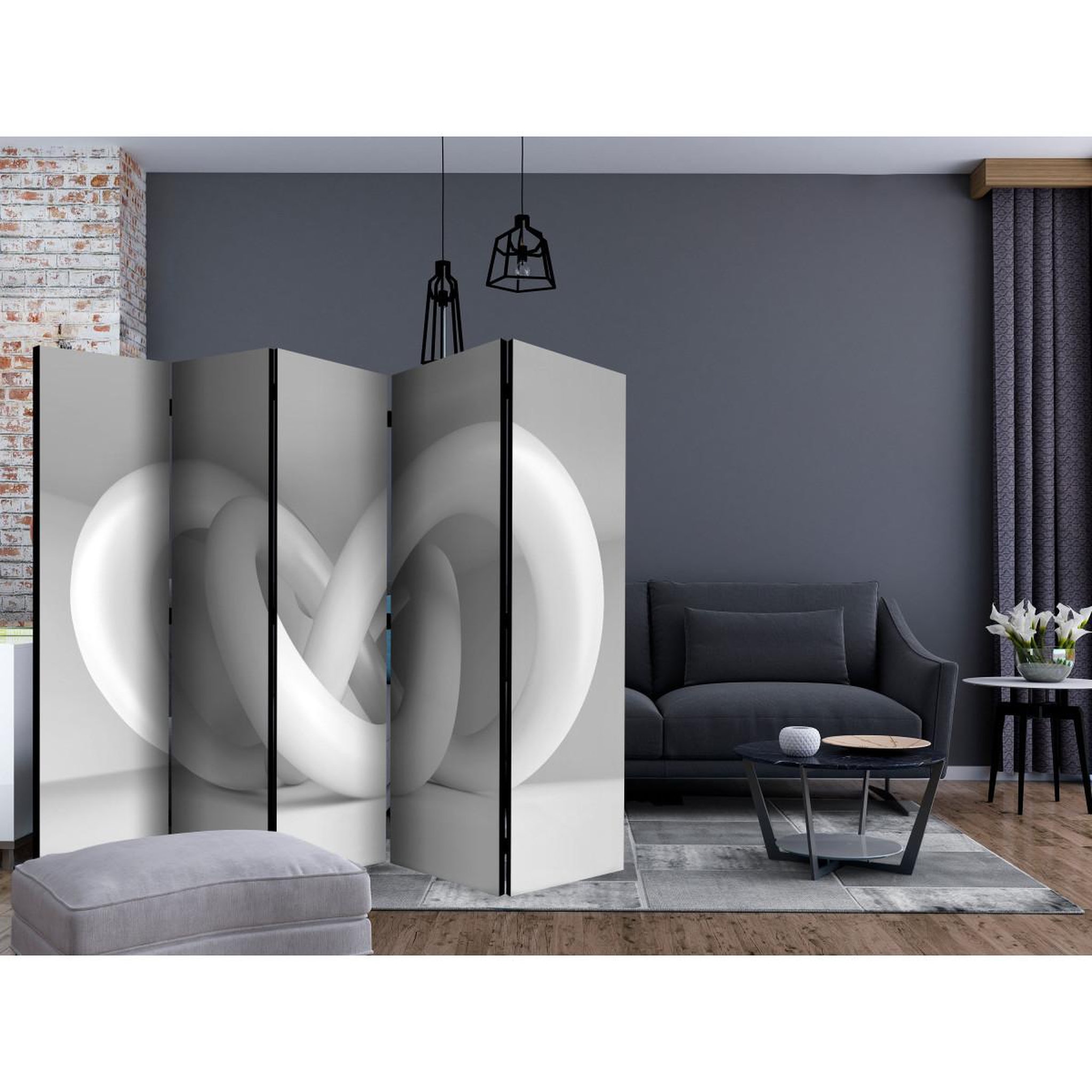 Voir la diapositive 2 : Paris Prix Paravent 5 volets  white weave  172x225cm