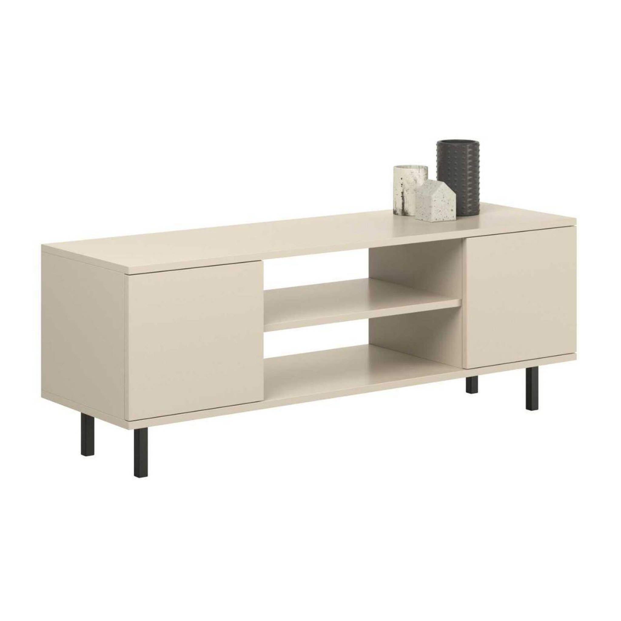 KOBI Meuble TV FOCUS 155 cm en Cachemire Noir - Élégance et Fonctionnalité pour votre Salon