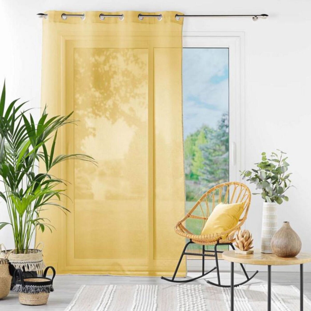 Paris Prix Rideau Voilage à Œillets  Fantaisie Louise  140x240cm Miel