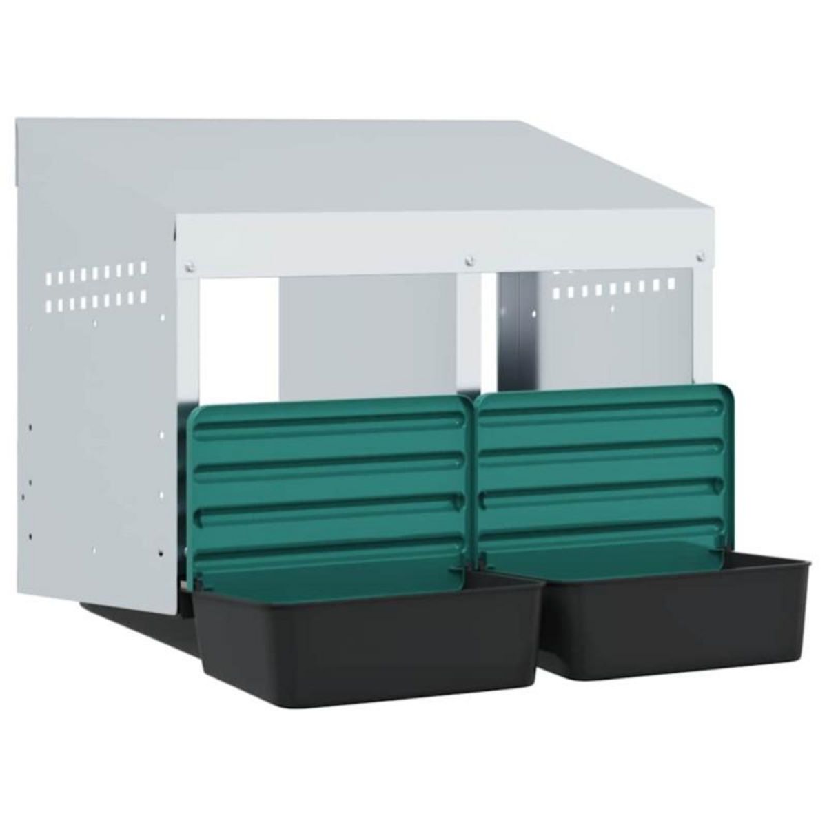 VIDAXL Nichoir à poules 2 compartiments, fixation murale, acier galvanisé