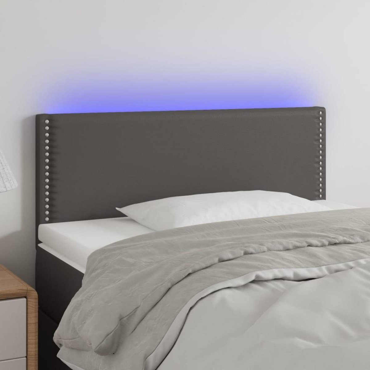 VIDAXL Tete de lit a LED Gris 100x5x78/88 cm Similicuir