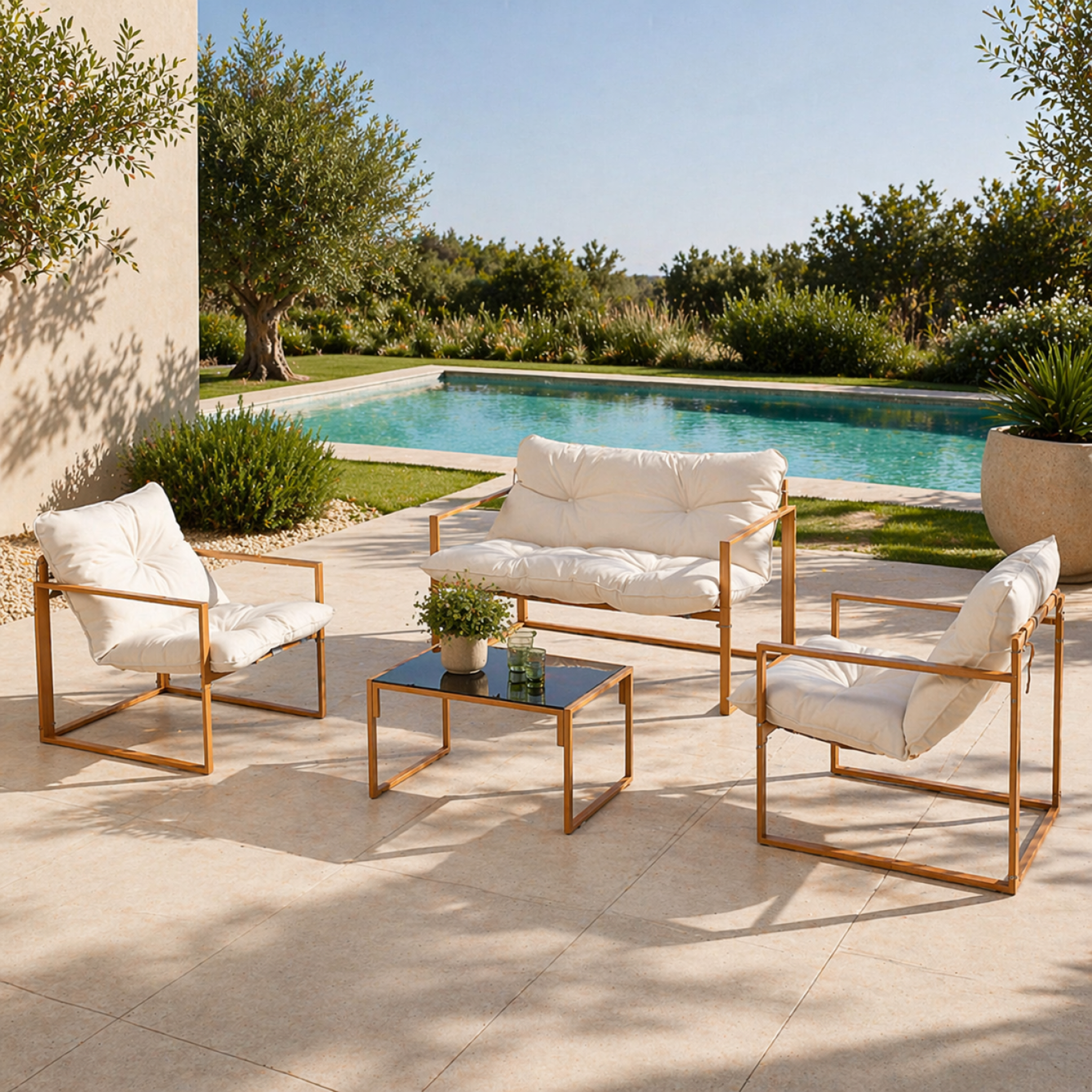 Voir la diapositive 2 : CONCEPT USINE Salon de jardin effet bois rabat