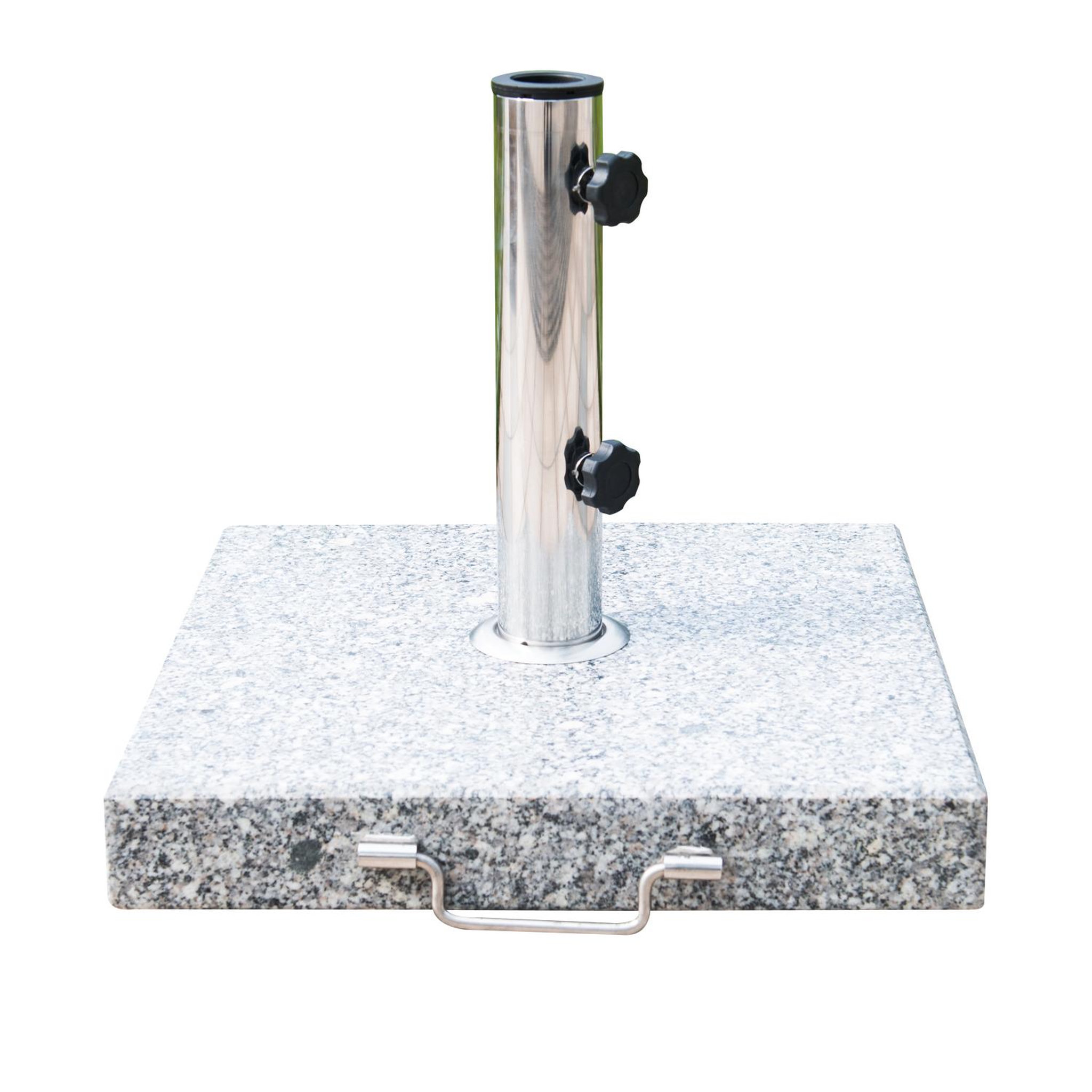 Voir la diapositive 4 : OUTSUNNY Pied/base de parasol granite gris poignée et roulettes compatible pied parasol Ø 35/38/48 mm