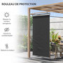Voir la diapositive 4 : OUTSUNNY Store extérieur vertical store manuel rétractable dim. 124L x 5l x 222H cm installation sans perçage alu. acier polyester gris