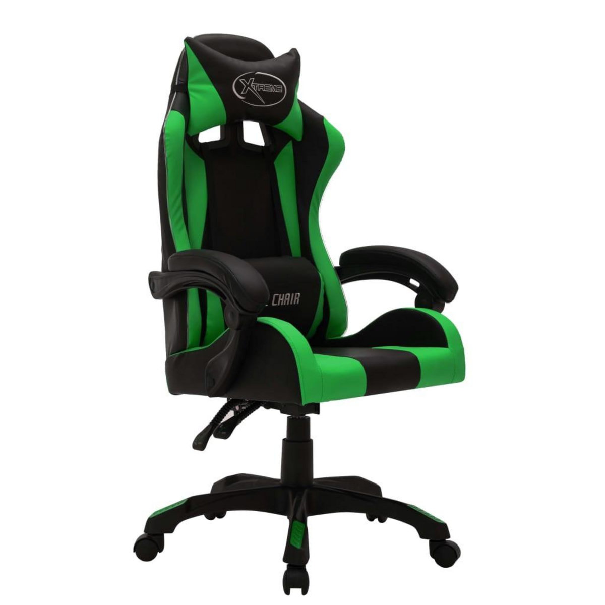 VIDAXL Fauteuil de jeux video avec LED RVB Vert et noir Similicuir