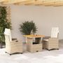 Voir la diapositive 1 : VIDAXL Ensemble a manger de jardin et coussins 3 pcs Beige poly rotin