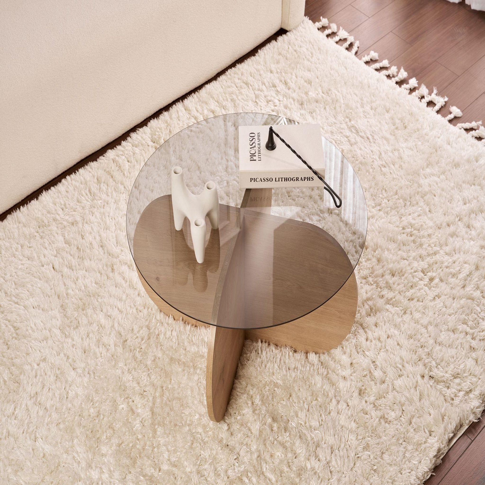 Voir la diapositive 4 : Habitat et Jardin Table basse en bois  aeris  - 75 x 75 x 35 cm - chêne saphirfumées