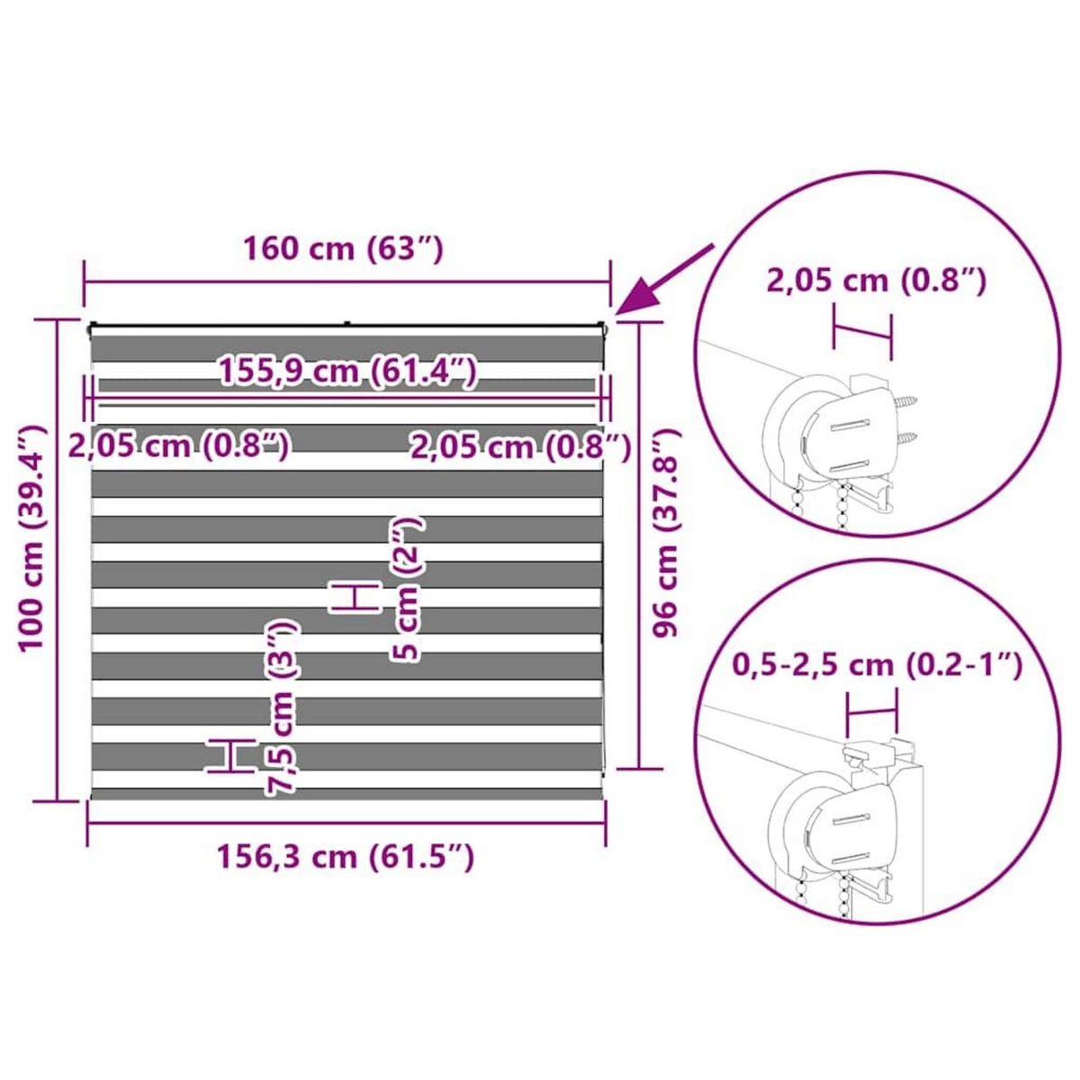 VIDAXL Store zebre marron 160x100cm largeur du tissu 155,9cm polyester