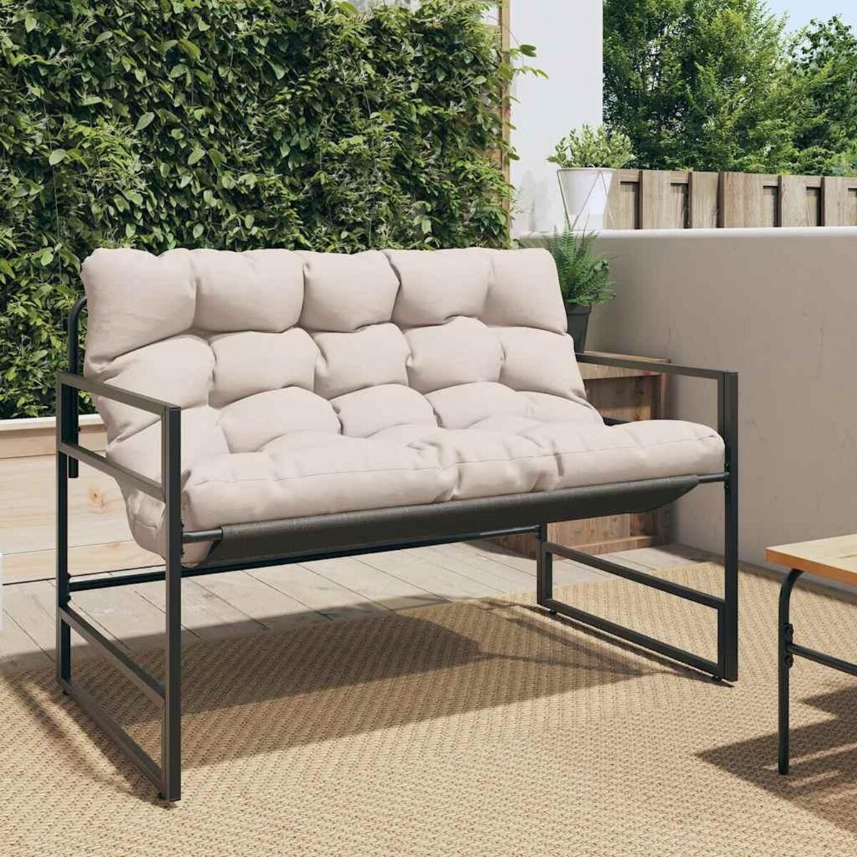 VIDAXL Banc de jardin avec coussin taupe 113 cm acier