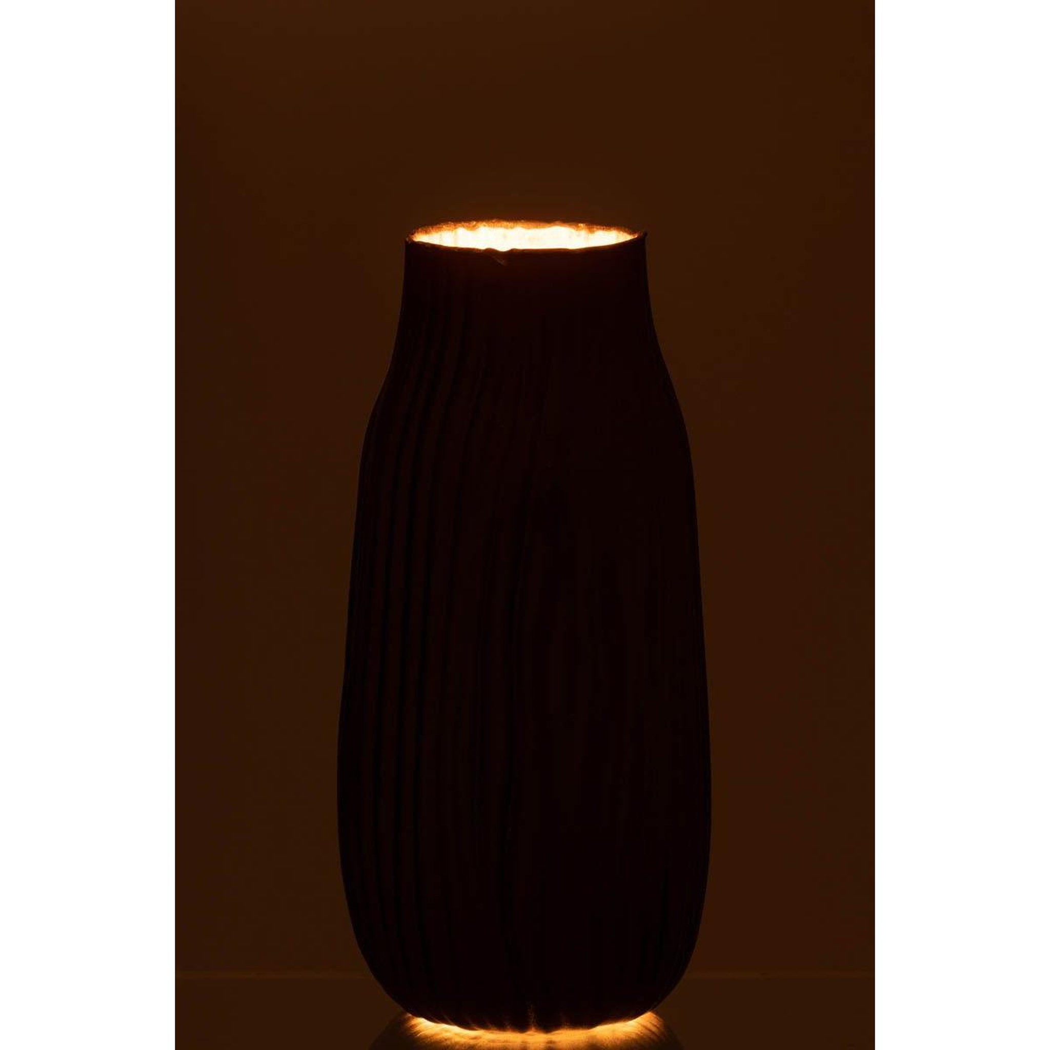 Voir la diapositive 3 : J-LINE Vase à rainures en verre  louis  26cm noir