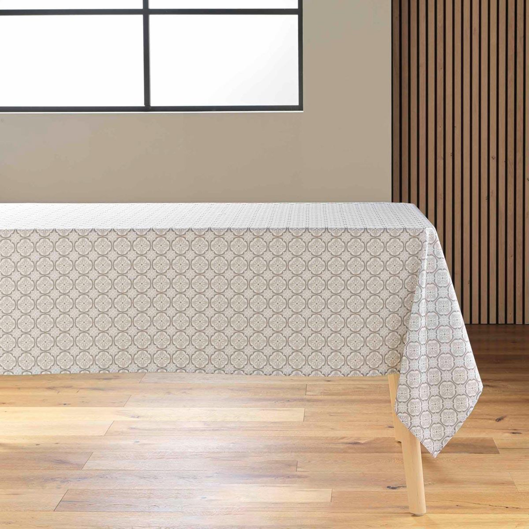 Douceur d'Intérieur Nappe antitache imprimé  costaria  145x240cm naturel