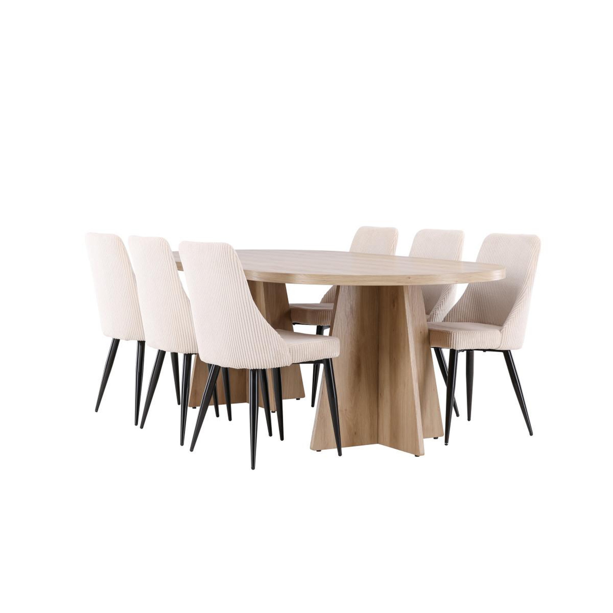 Voir la diapositive 5 : Paris Prix Ensemble table à manger & 6 chaises  bootcut & leone  230cm naturel & beige