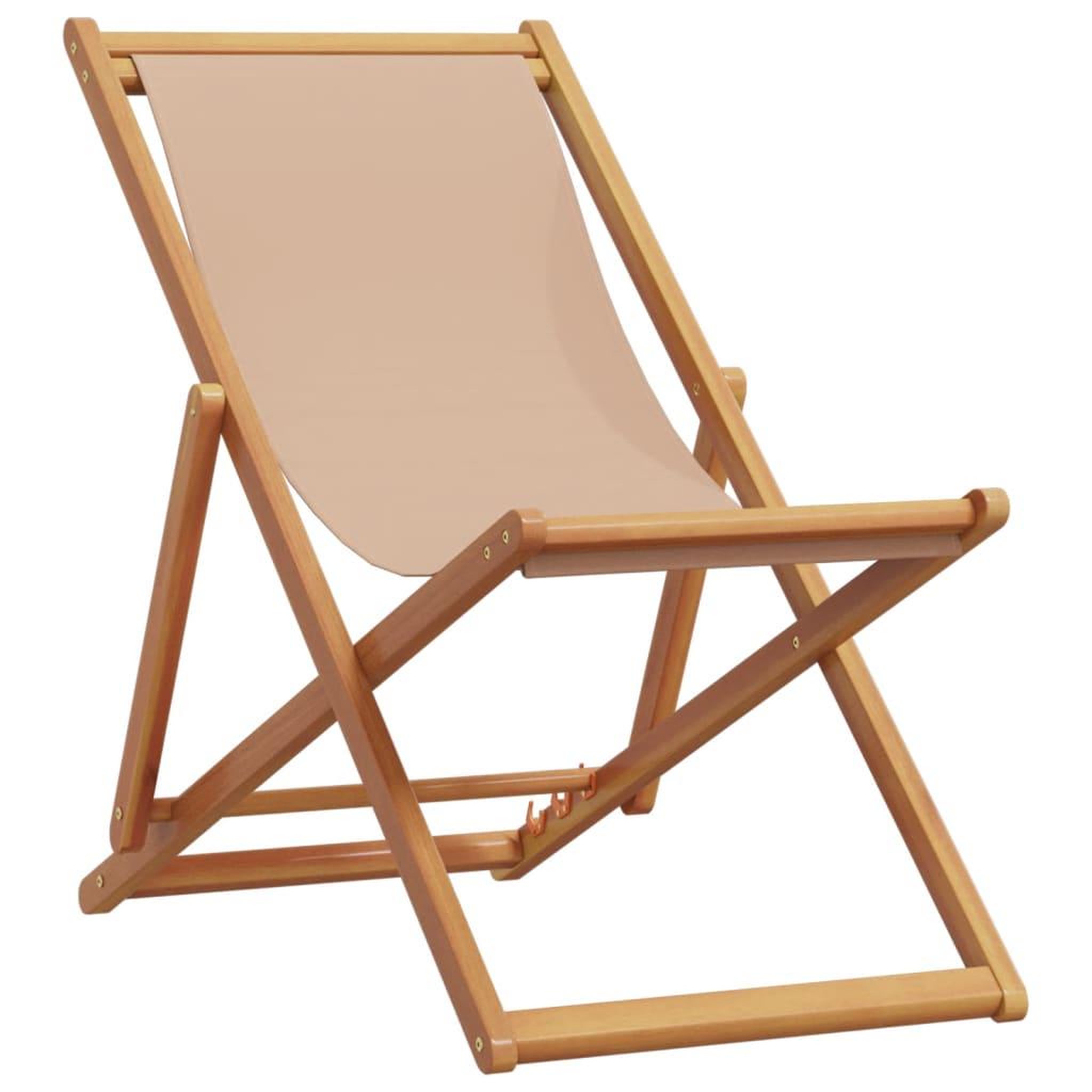 Voir la diapositive 3 : VIDAXL Chaises de plage pliantes lot de 2 taupe tissu et bois massif