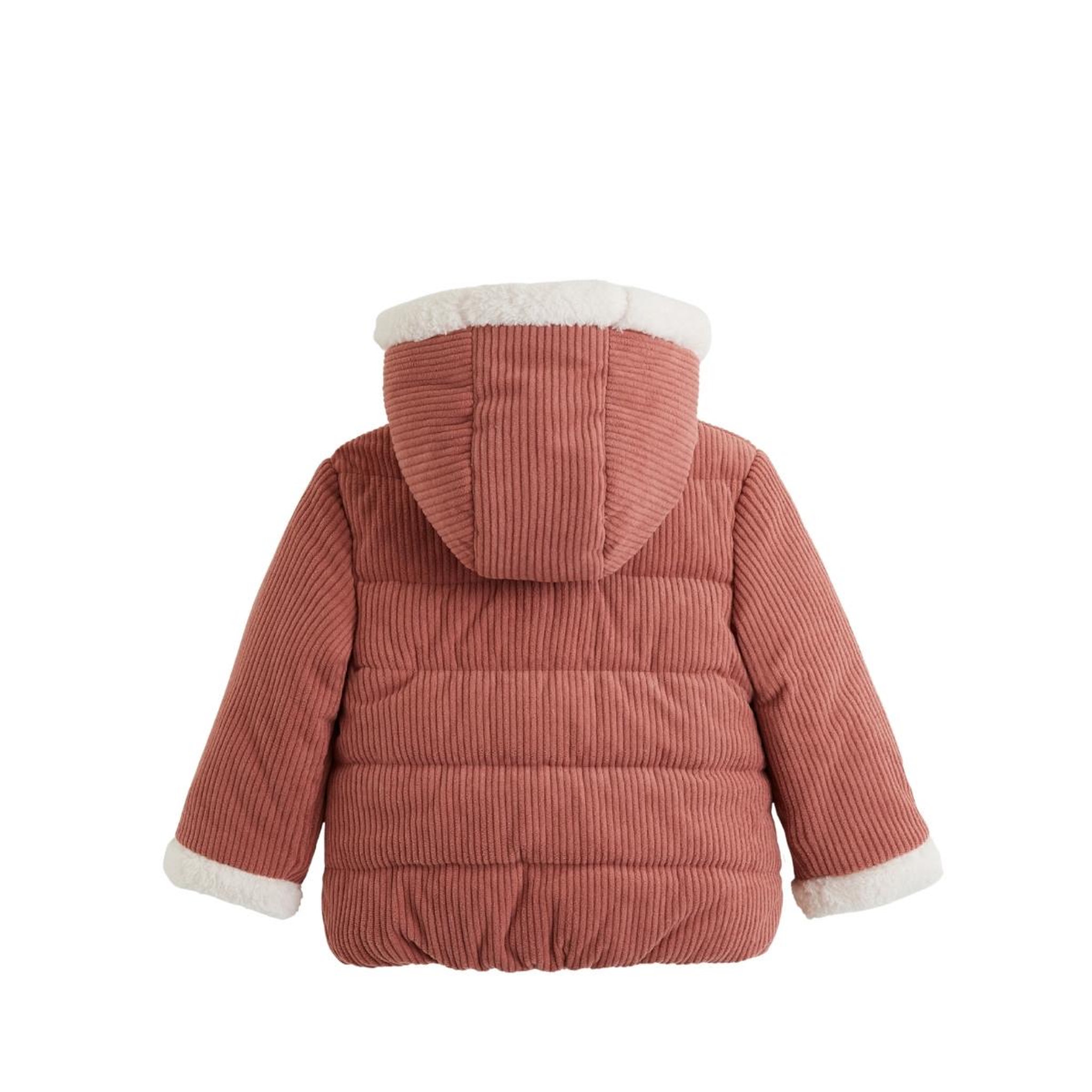 Voir la diapositive 2 : PETIT BEGUIN Doudoune bébé en velours côtelé doublée sherpa avec capuche evie