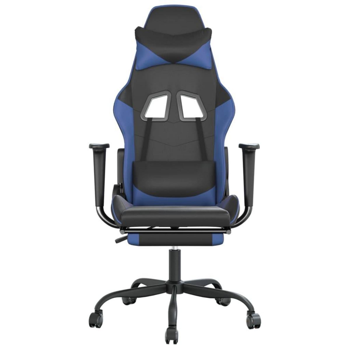 VIDAXL Chaise de jeu avec repose-pied Noir et bleu Similicuir