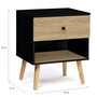 Voir la diapositive 5 : ID MARKET Lot de 2 tables de chevet EMMIE scandinaves 1 tiroir avec niche noir et hêtre
