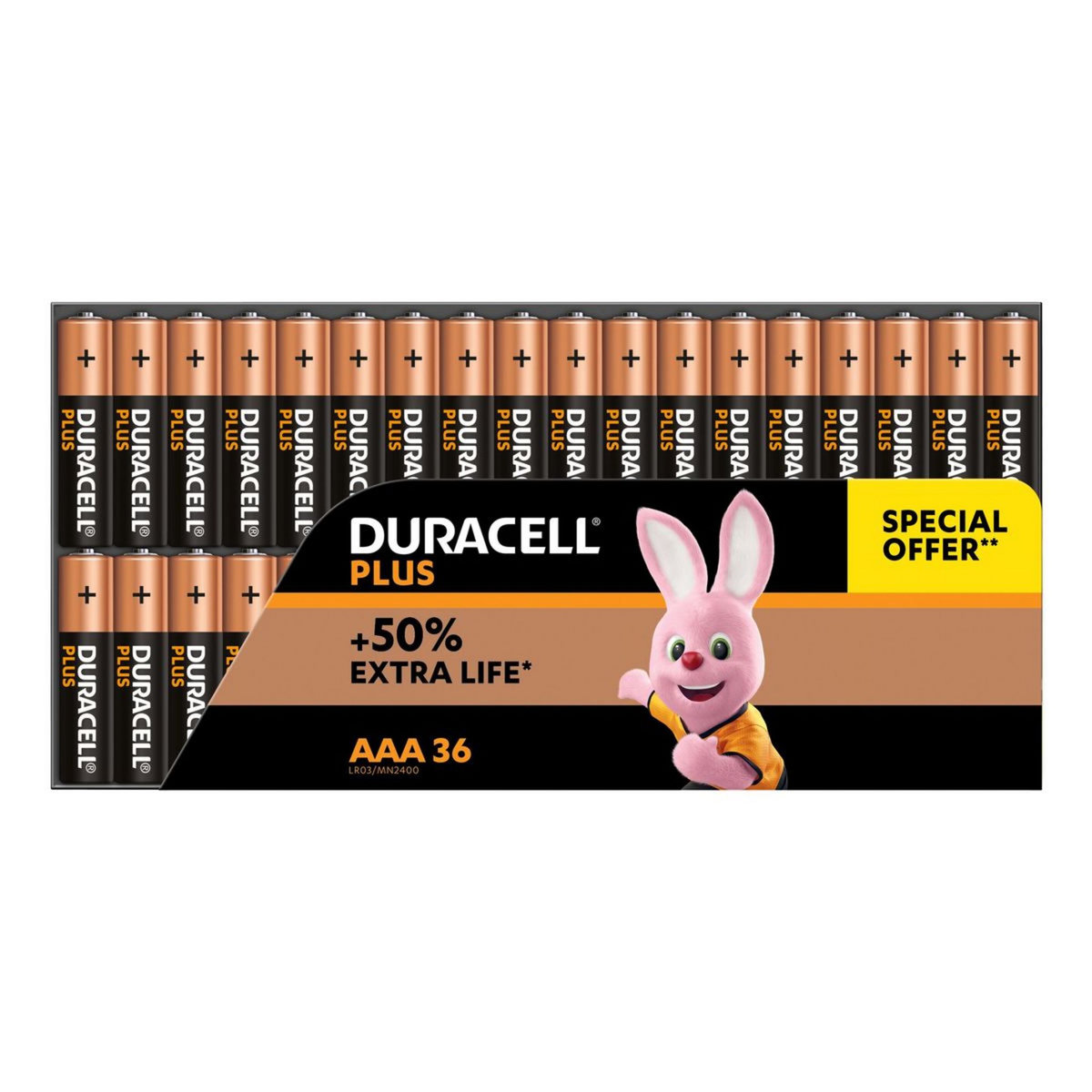 DURACELL Lot de 36 piles alcalines Plus Power type AAA LR03