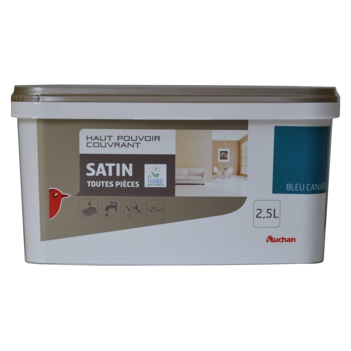AUCHAN Peinture murale satin Bleu canard