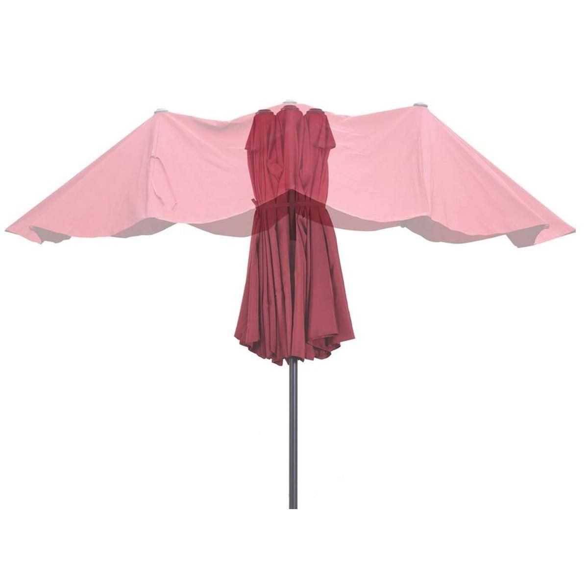 KZ GARDEN Parasol de terrasse double Rouge Bordeaux 4.50 x 2.65 x H 2.40 Toile polyester TWIN KZ GARDEN