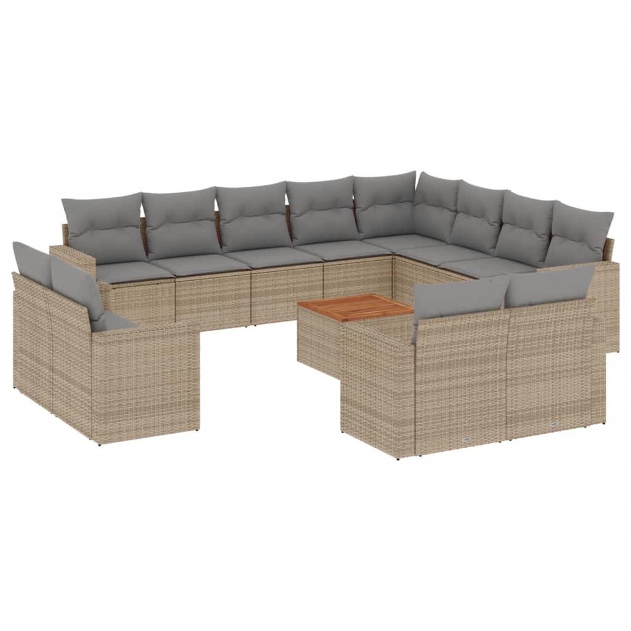 Voir la diapositive 2 : VIDAXL Salon de jardin et coussins 13 pcs melange beige resine tressee