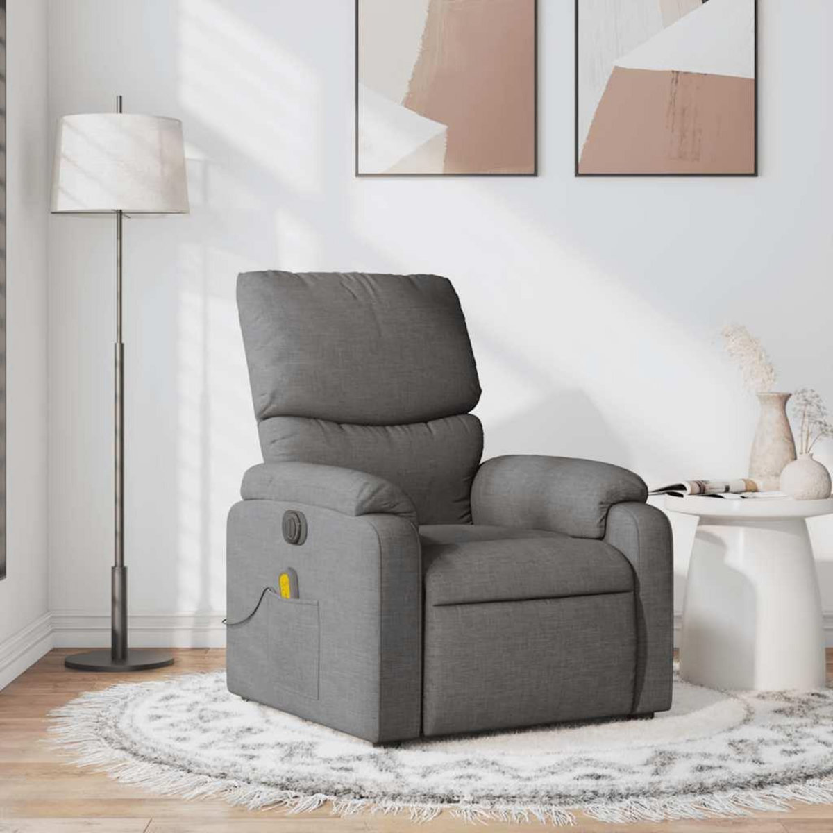 VIDAXL Fauteuil de massage inclinable Gris fonce Tissu