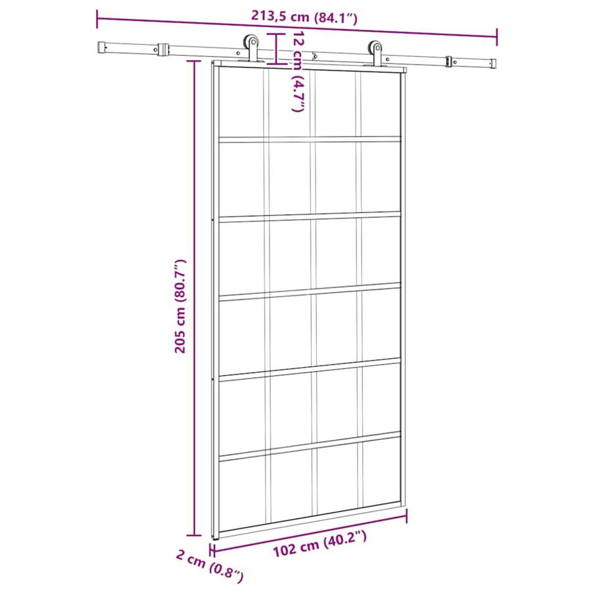 VIDAXL Porte coulissante et quincaillerie ESG verre et aluminium