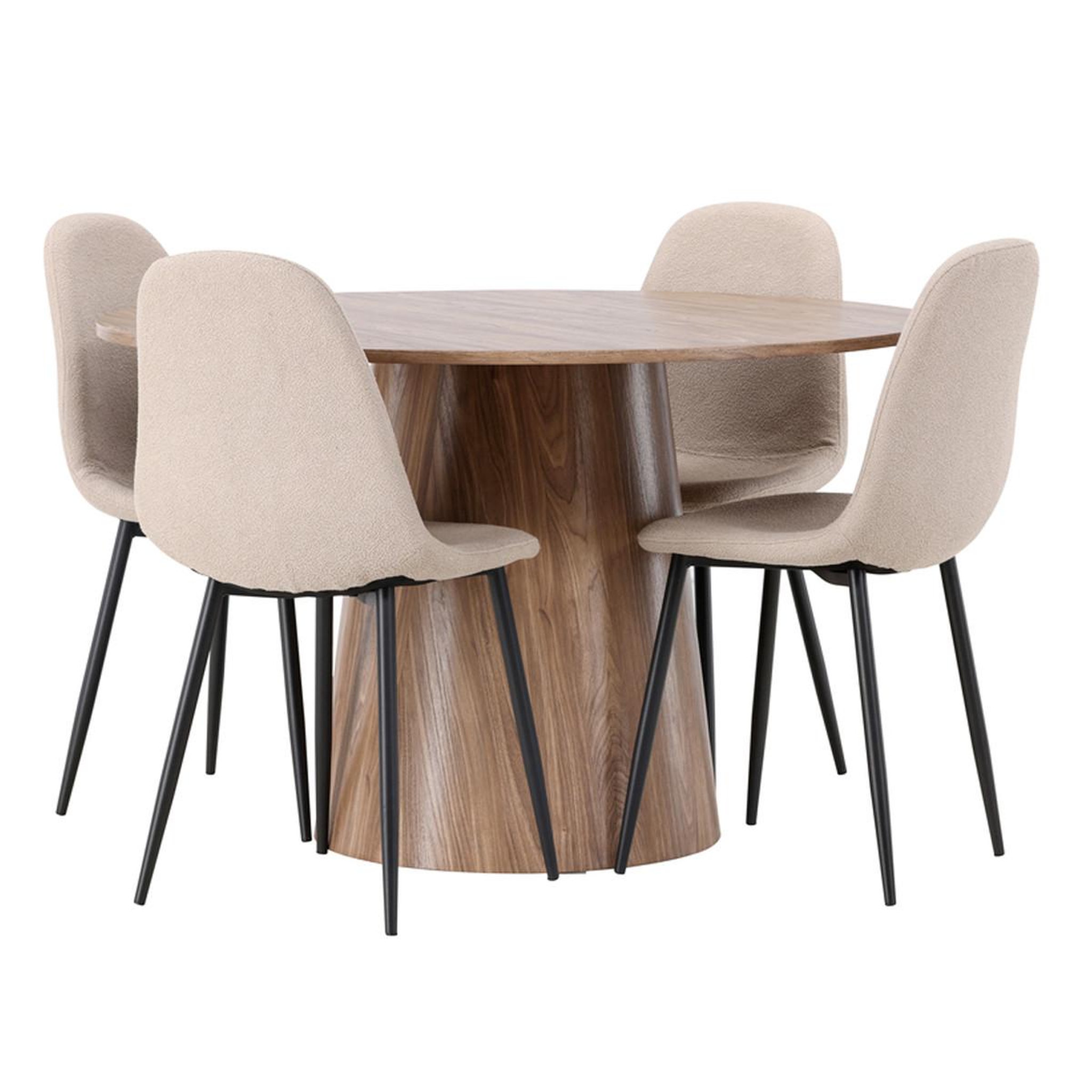 Paris Prix Ensemble table à manger & 4 chaises  lanzo & polar  120cm beige & marron