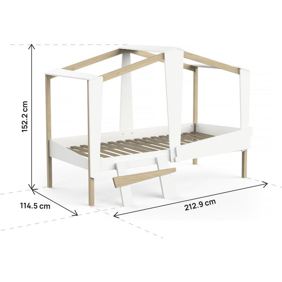 Habitat et Jardin Lit enfant surélevé  Cabane  - 90 x 200 cm - Blanc