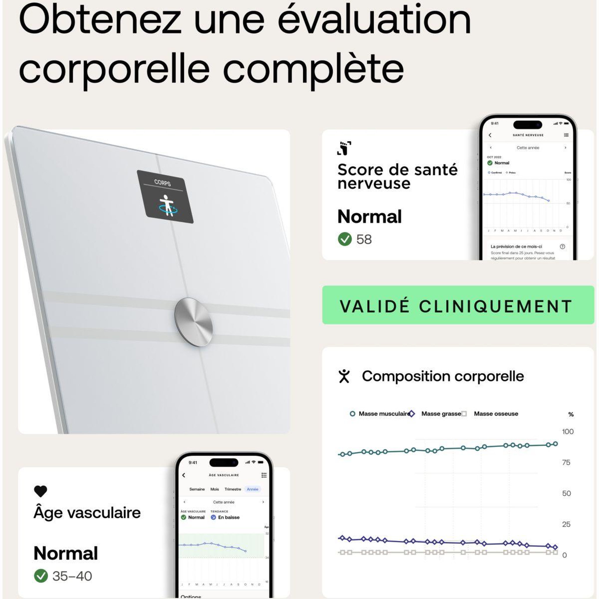 Voir la diapositive 3 : WITHINGS Pèse personne connecté body comp blanc
