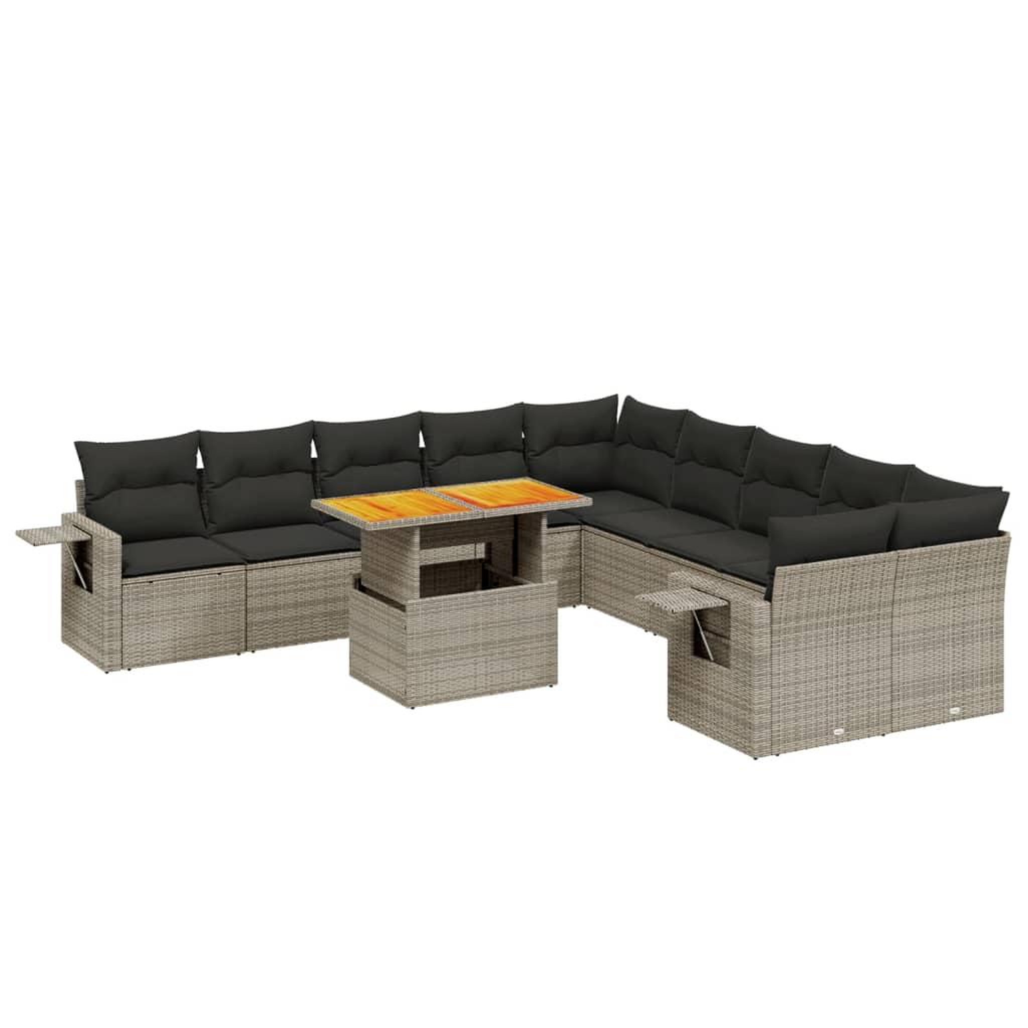 Voir la diapositive 2 : VIDAXL Salon de jardin 11 pcs avec coussins gris resine tressee