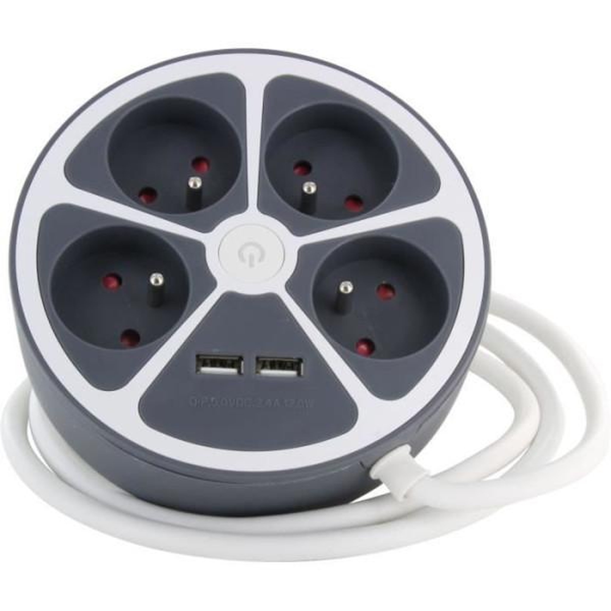CHACON Bloc cercle - chacon - 4 x16 a + 2 usb-1 - 1,5 m - (fr) - gris