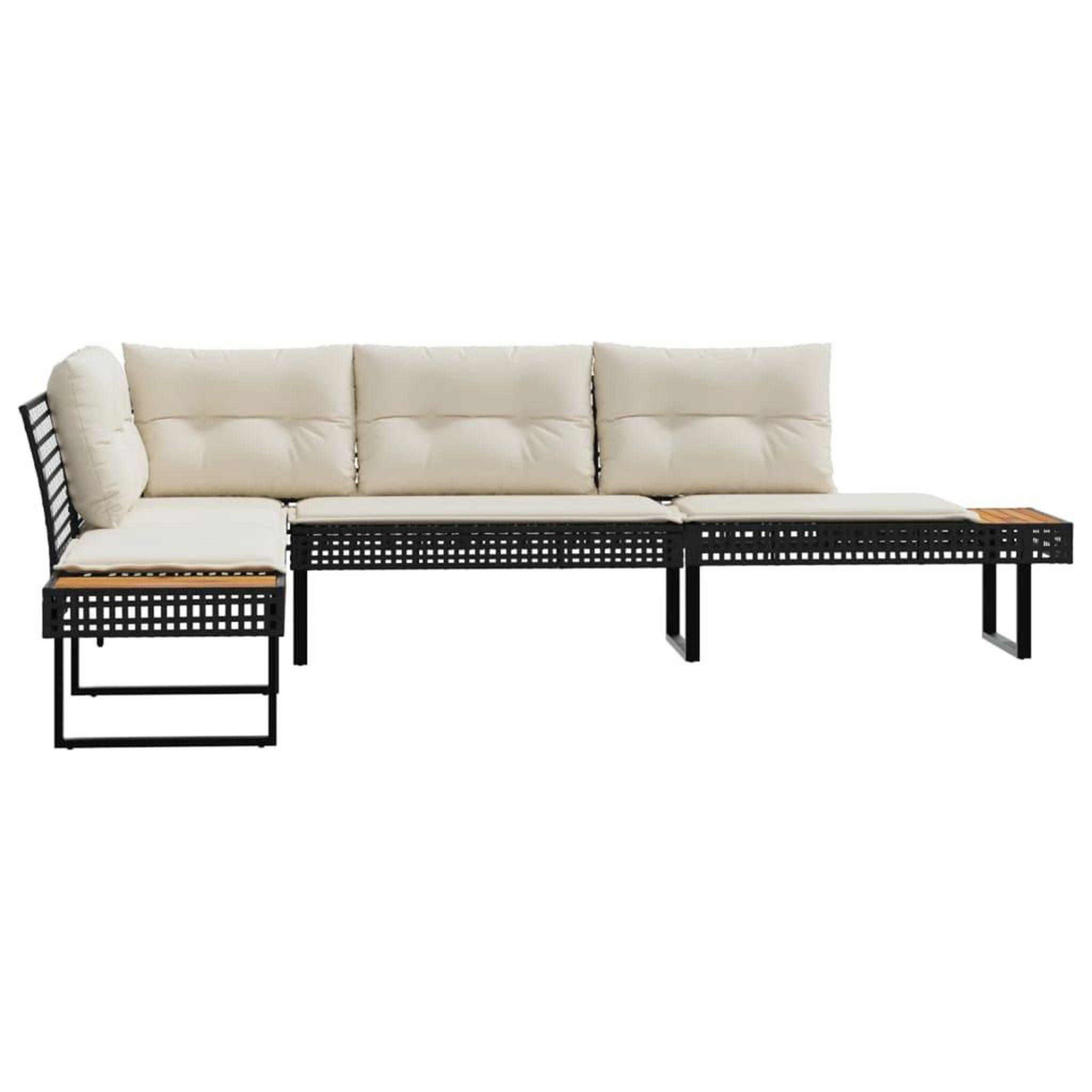 Voir la diapositive 4 : VIDAXL Canape de jardin avec coussins en forme de L noir rotin acacia