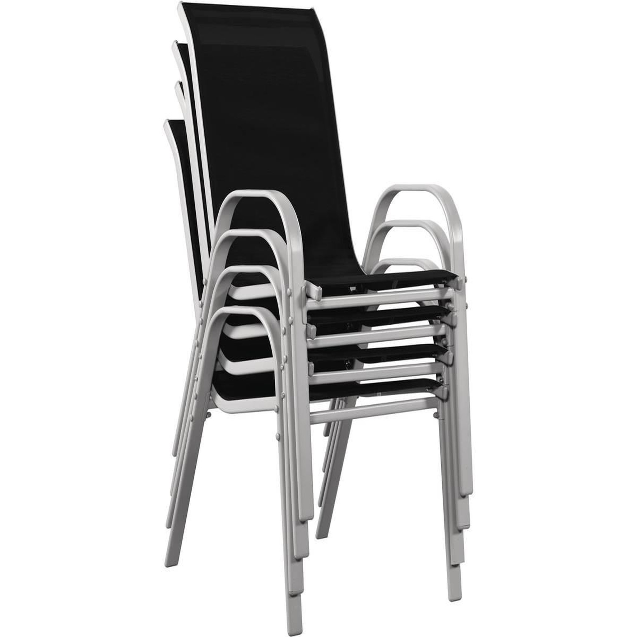 Voir la diapositive 4 : Habitat et Jardin Fauteuil jardin textilène  cordoba  - phoenix - noir - lot de 4