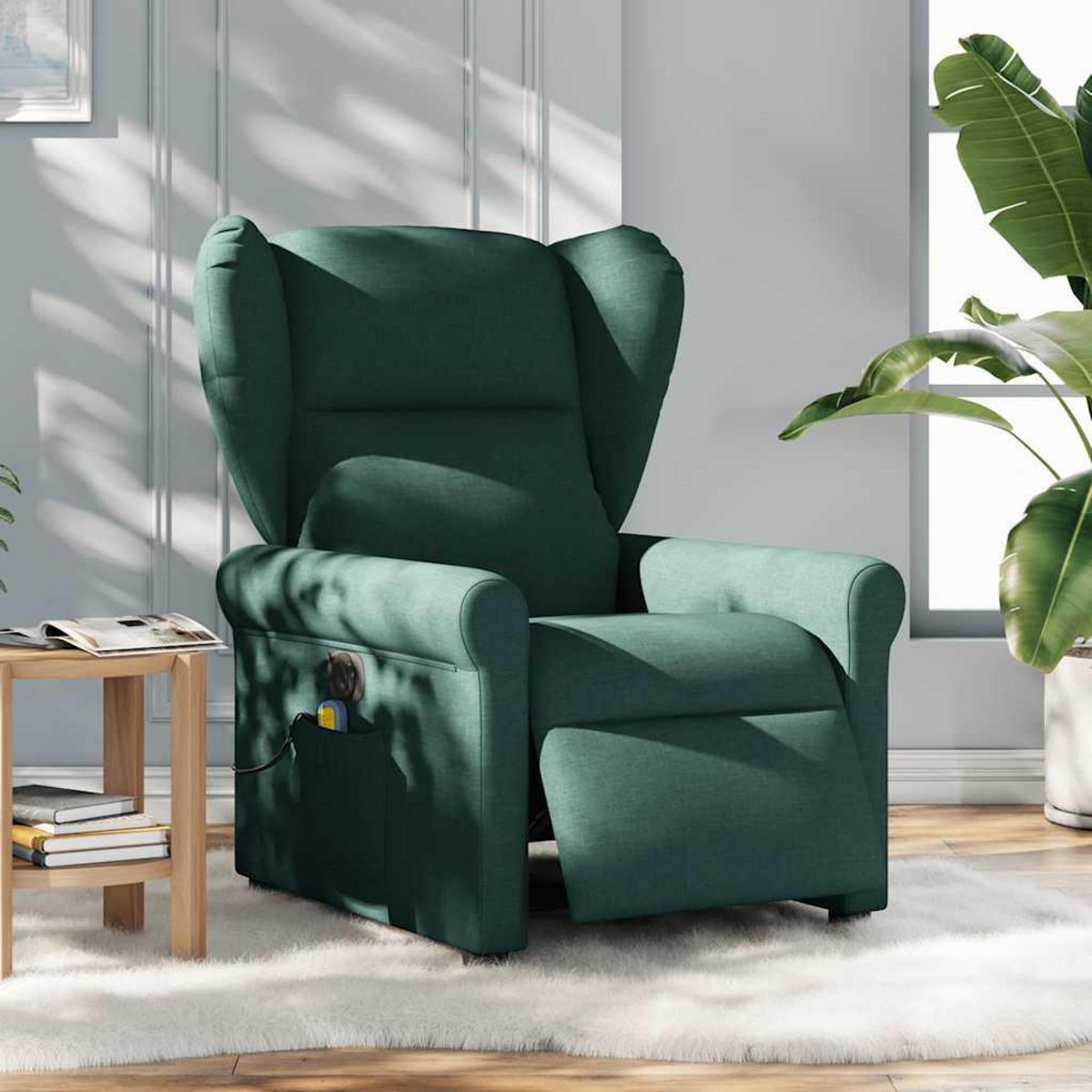 VIDAXL Fauteuil de massage inclinable electrique Vert fonce Tissu