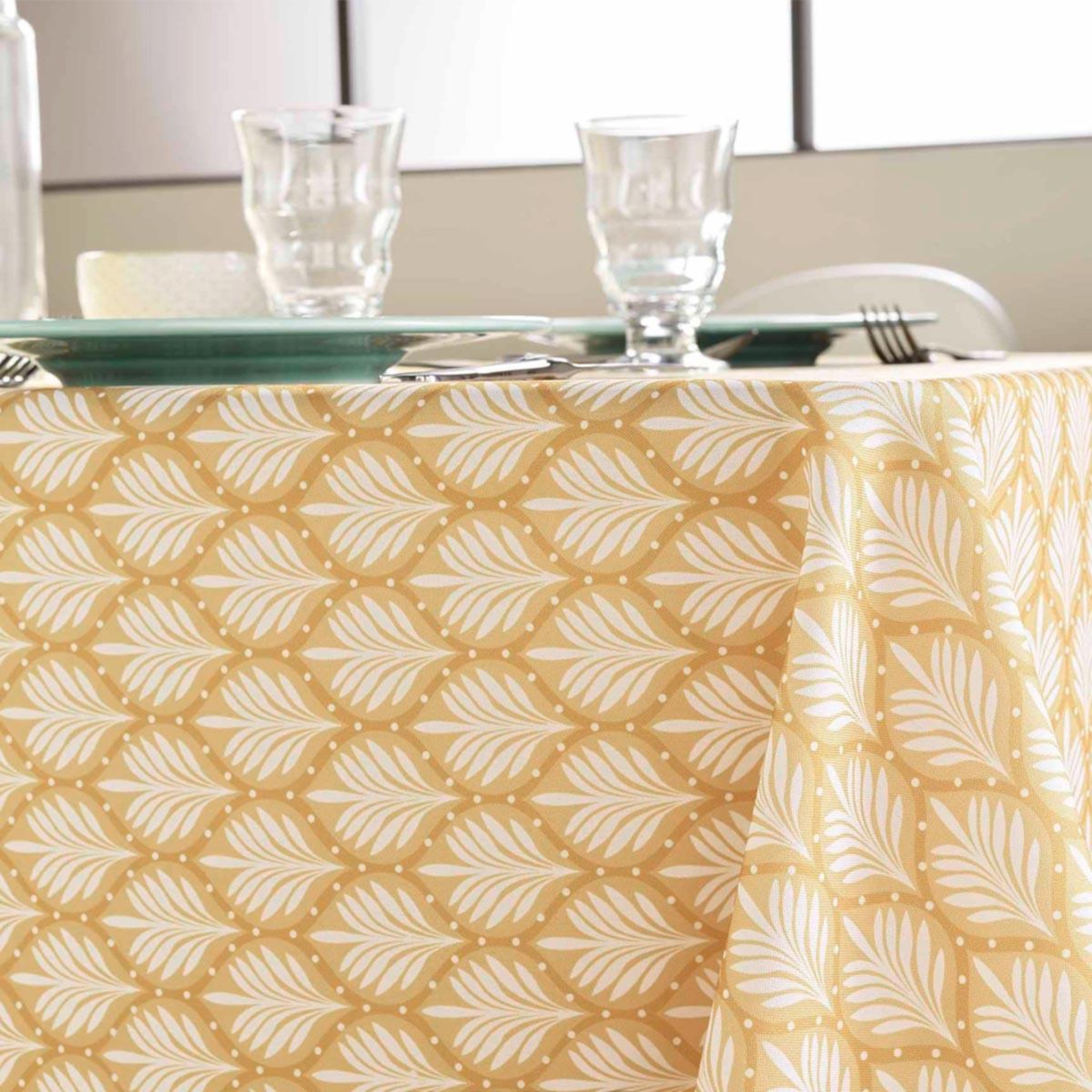 Voir la diapositive 2 : Douceur d'Intérieur Nappe antitache imprimé  davia  145x240cm jaune