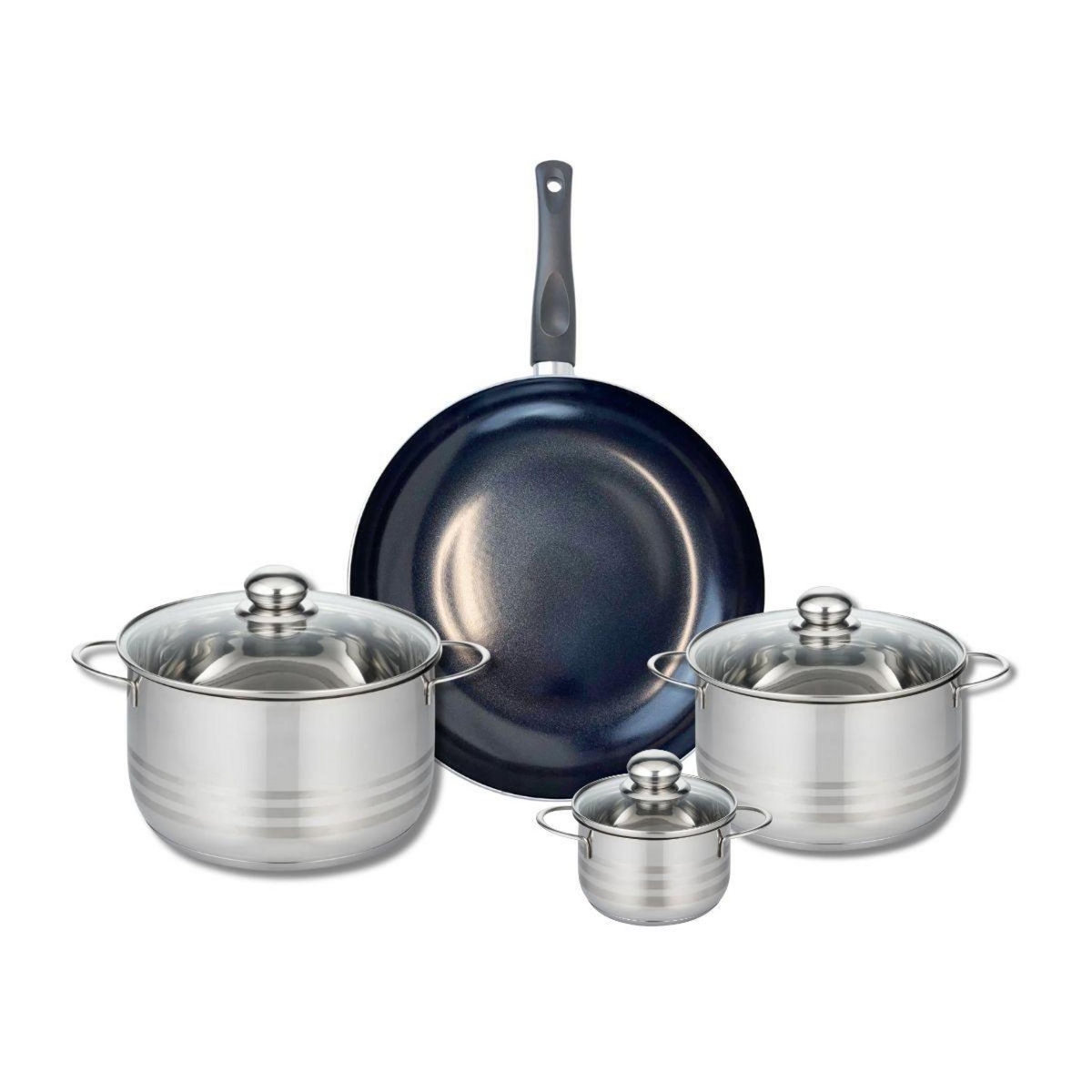 ELO Ensemble de 1 Poêle de cuisson 32 cm et 3 faitouts 12, 20 et 24 cm Elo Prima Brillant