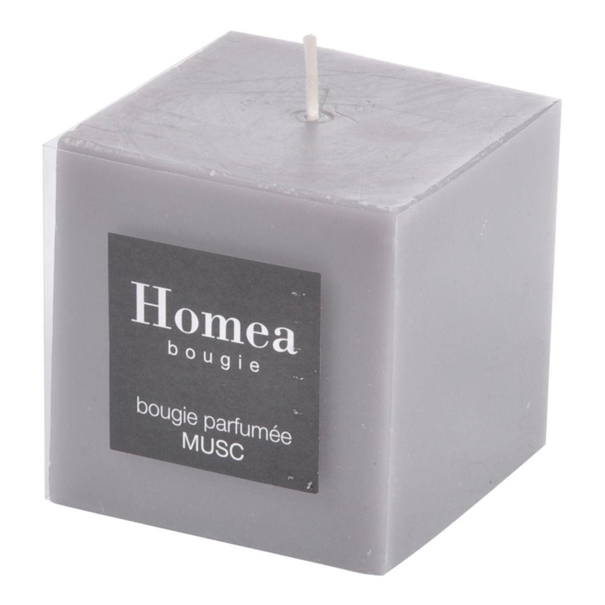 Voir la diapositive 2 : HOMEA Bougie parfumée  cube  7cm musc