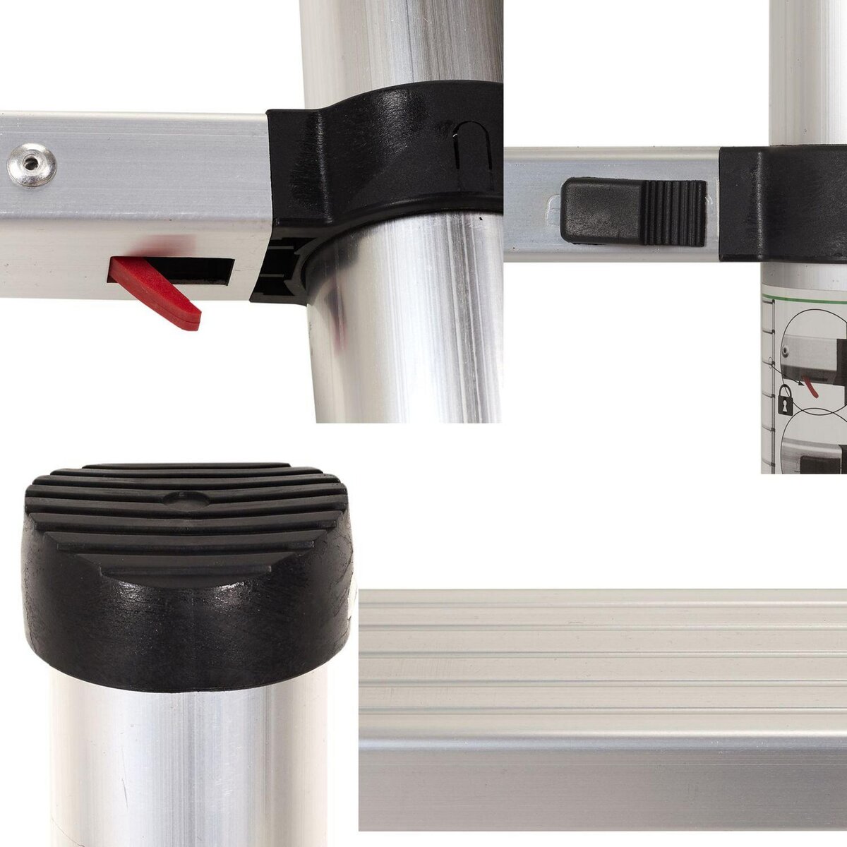 TOILINUX Echelle télescopique portative de 72 cm à 2 mètres en aluminium - Gris et noir