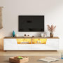 Voir la diapositive 2 : MERAX Meuble tv blanc+naturel 180 cm led panneau de particules