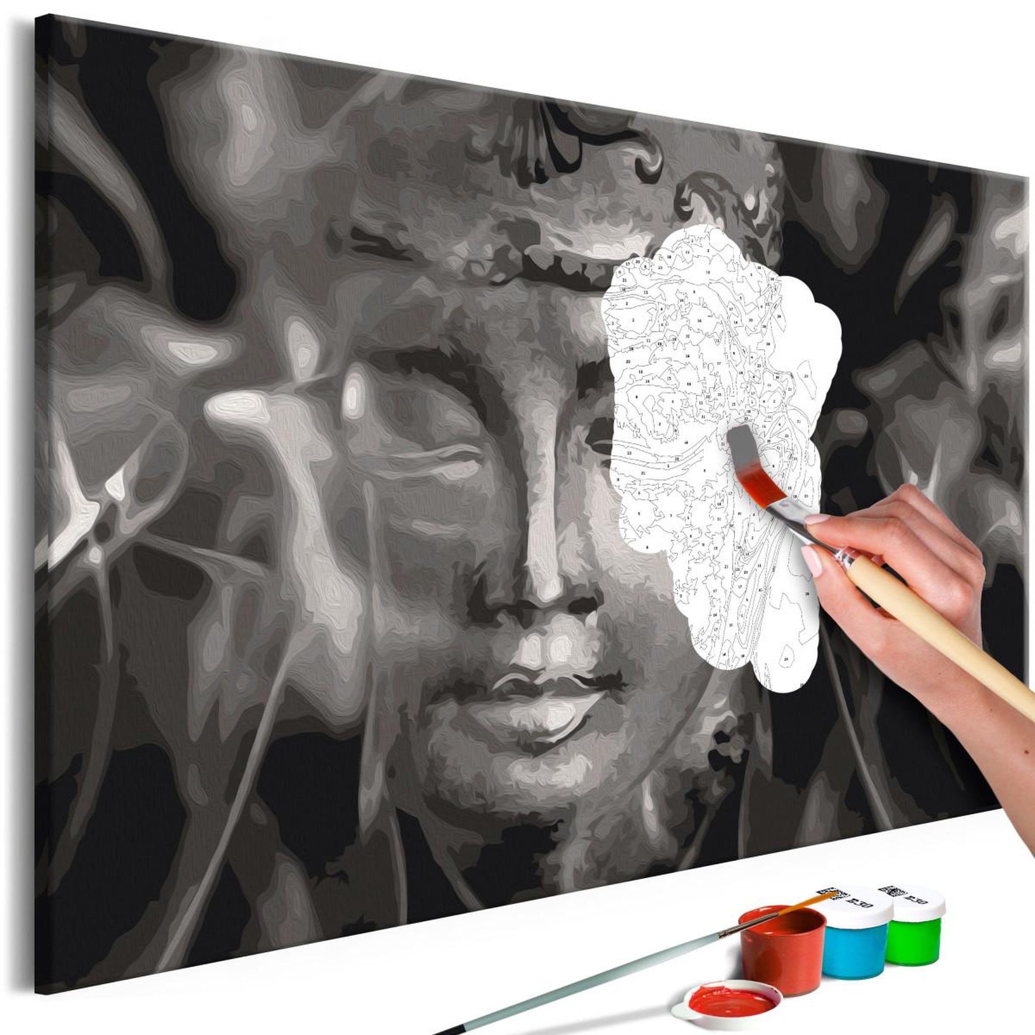 Voir la diapositive 1 : Paris Prix Tableau à Peindre Soi-Même  Buddha in Black & White  40x60cm