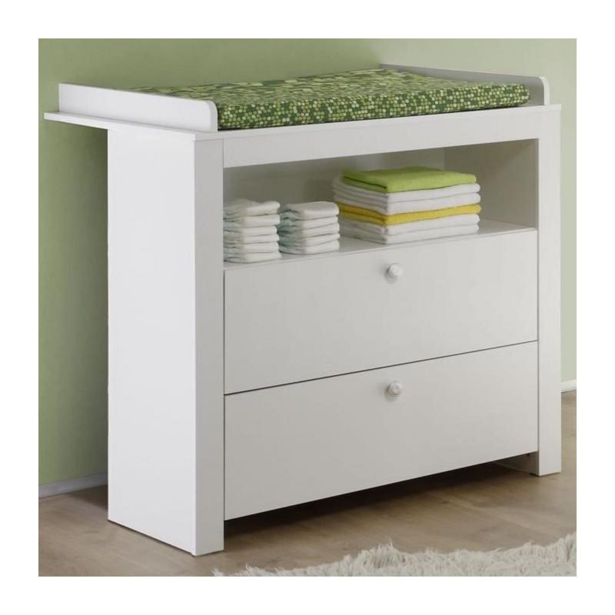 TREND TEAM OLIVIA Chambre Bebe Complete : Lit 70*140 cm + Armoire + Commode - blanc